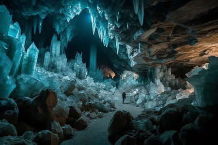 Stalactites and stalagmites in the ice caveの素材