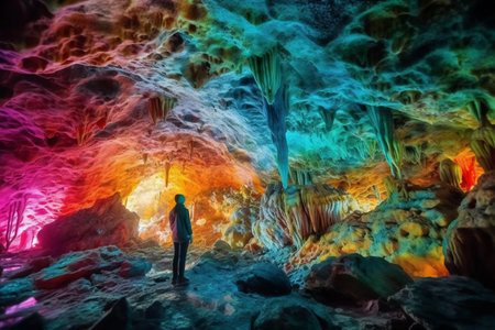 Cave interior with stalactites and stalagmites in the caveの素材