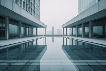 Modern office building with glass wall and reflections in Shanghai,China.の素材