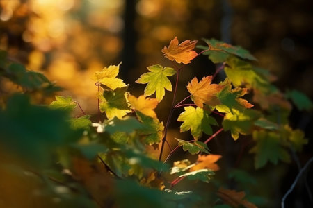 Autumn leaves in the forest. Selective focus. nature.の素材