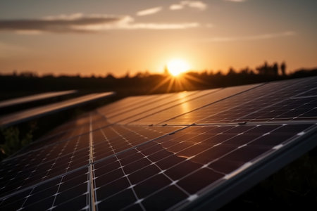 Photovoltaic panels, alternative electricity source - concept of sustainable resourcesの素材