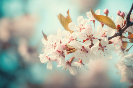 cherry blossom tree in spring - retro vintage effect style picturesの素材