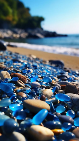 Colorful stones on the beach. Selective focus. Shallow depth of fieldの素材