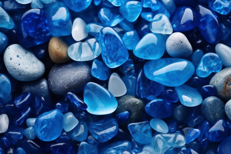 Blue and turquoise stones as background, closeup of photoの素材