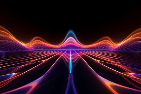 abstract background with glowing lines and bokeh - fractal abstract backgroundの素材