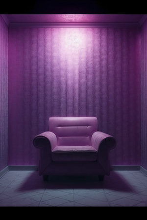 Purple armchair in a room with purple wall, 3d renderの素材