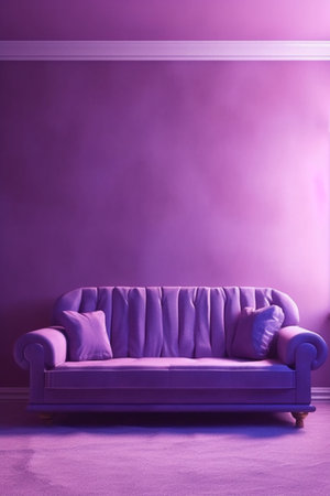 Purple sofa in the living room. 3D render. Interior design.の素材