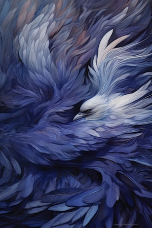 Painted eagle on a blue background. Digital painting. 3d renderingの素材