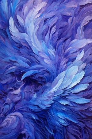 abstract background of blue and purple feathers, closeup of photoの素材