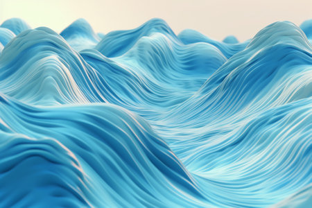 Blue abstract wavy background. 3d rendering, 3d illustration.の素材