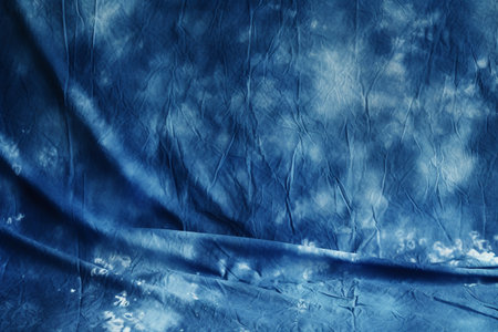 Crumpled blue silk fabric as background, closeup of photoの素材