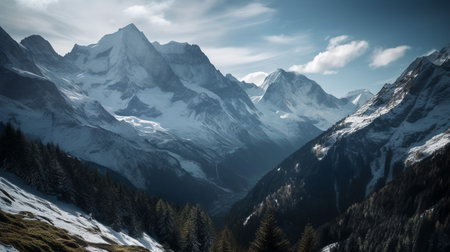 panoramic view of the mountains in the Swiss Alps, Switzerlandの素材