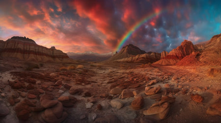 Rainbow over the Valley of Fire State Park, Nevada, USAの素材