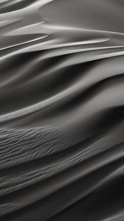 Closeup of rippled fabric in black and white, digitally generated image.の素材