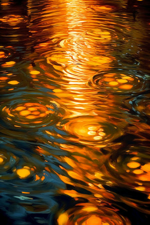 Reflection of the sun in the water. Abstract background for design.の素材