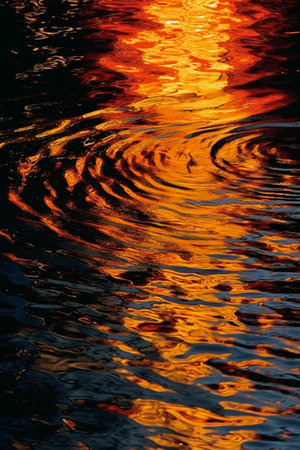 Reflection of the sun on the water surface. Abstract background.の素材