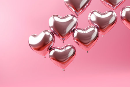 Valentines day background with heart shaped balloons. 3d renderingの素材