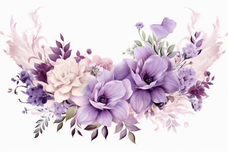 Bouquet of spring flowers isolated on white background. Watercolor illustration.の素材