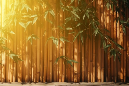 Bamboo background with sunlight. Nature concept. 3D Renderingの素材