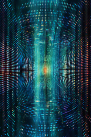 abstract blue matrix background with lines and dots, 3d renderの素材