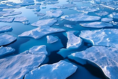 Ice floes floating on the surface of the ocean. 3d illustrationの素材