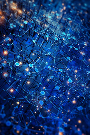 Abstract 3d rendering of chaotic structure. Futuristic technology style background.の素材