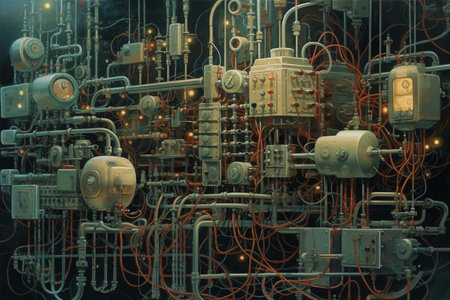 Electrical equipment in a power plant. Electrical equipment in a power plant.の素材