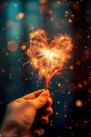 Valentine's Day background with sparklers in the shape of a heartの素材