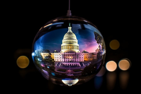Glass ball with view of United States Capitol Building in Washington DC.の素材