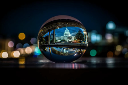 Reflection of Washington DC in a crystal ball. Selective focus.の素材