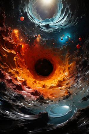 Abstract space background with planets, stars and nebula. 3D renderingの素材