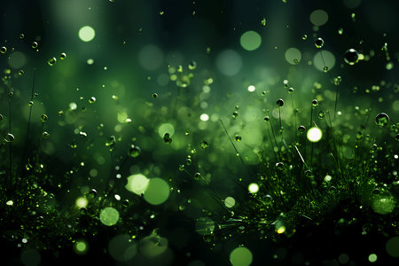 Abstract green background with grass and bokeh lights. 3d renderの素材