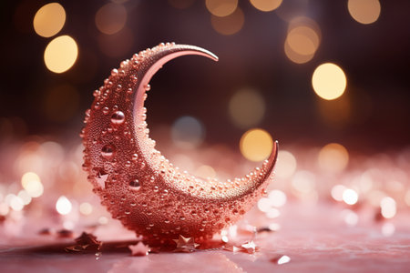 Crescent moon on bokeh background. Ramadan Kareem.の素材