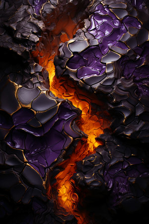 Burning lava as a background. 3d rendering, 3d illustration.の素材