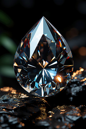 Luxury diamond on black background with bokeh effect.の素材