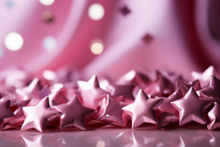 Pink stars on a pink background. Festive decoration for the holiday.の素材