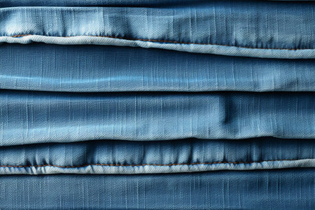 Stack of jeans, close up. Texture of blue jeans background.の素材