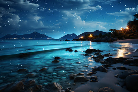 Beautiful seascape at night. Composition of nature.の素材
