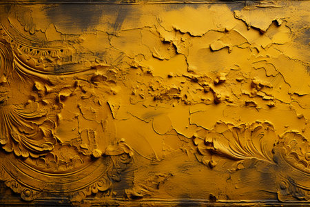 Texture of old painted wall for background. Yellow and black colors.の素材