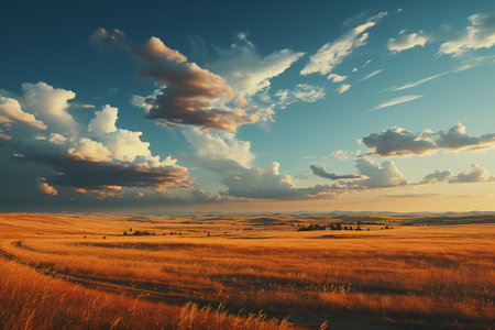 Sunset in the steppe. Sunset in the steppe.の素材