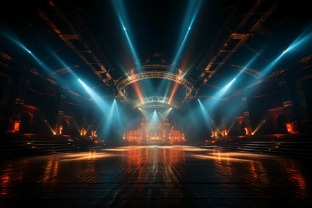 stage lighting effect in the dark, 3d rendering computer digital drawingの素材