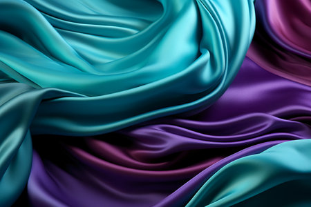 Closeup of rippled silk fabric, 3d render illustrationの素材