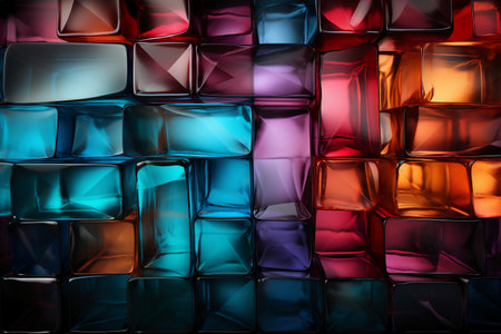 Colorful glass cubes background. 3d rendering, 3d illustration.の素材