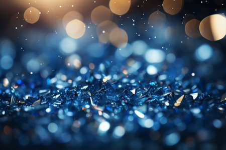 Shiny blue crystals on bokeh background. 3d renderingの素材