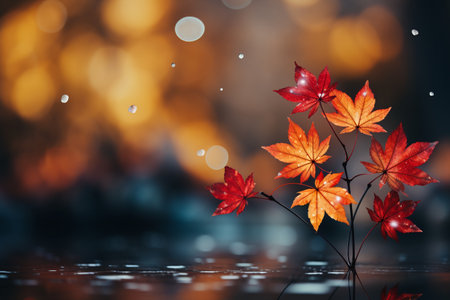 Autumn maple leaves with bokeh background. Autumn concept.の素材