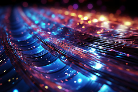 3d rendering of abstract fractal composition with glowing particles in empty spaceの素材