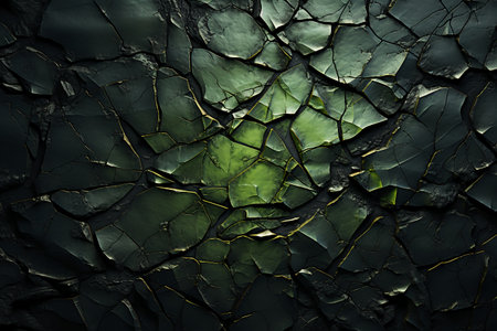Cracked green paint on wall. Abstract background and texture for design.の素材