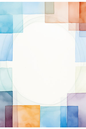 Abstract colorful watercolor frame on white background. Digital art painting.の素材
