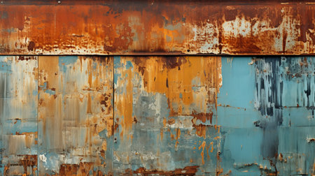 rusty corrugated iron wall texture, grunge background.の素材