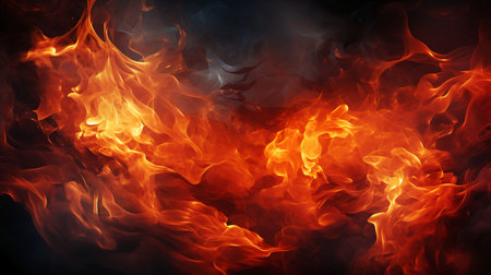 Fire flames on a black background. Texture of fire. Design element.の素材